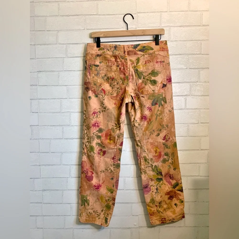 Anthropologie Pilcro The Wanderer Low-Rise Pants Peach Floral Pattern 28 - Picture 5 of 8